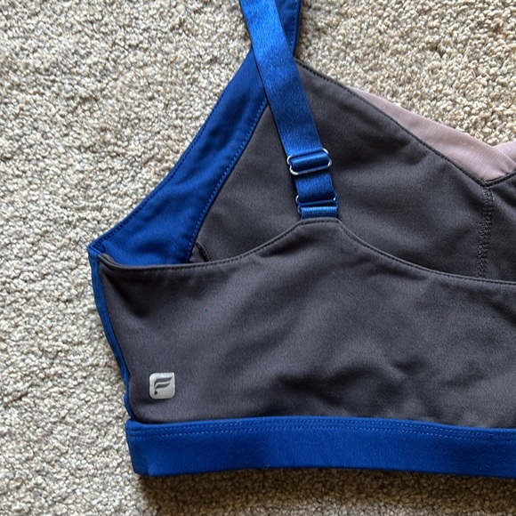 Fabletics Set Sports Bra Shira w/Matching Leggings Royal Blue Gray Mesh Pocket - Picture 4 of 16